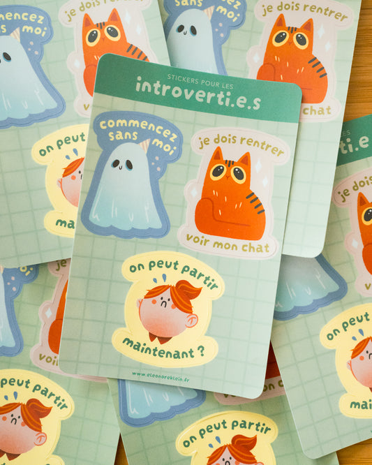 Introverti.e.s - Planche de stickers